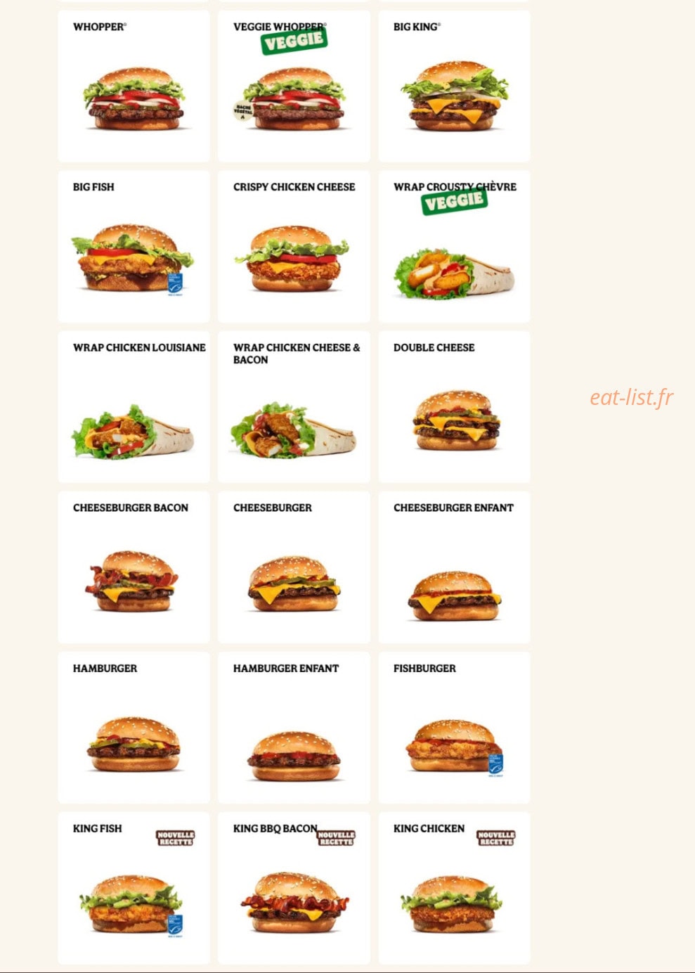 Burger King — carte page 6
