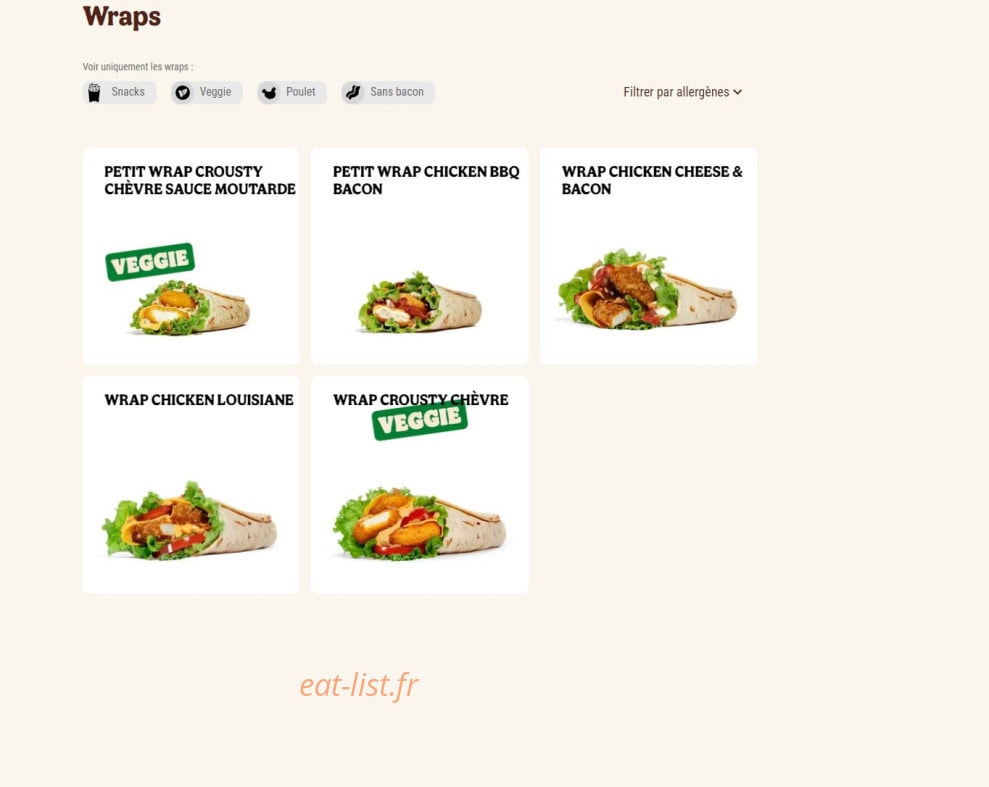 Burger King — carte page 8