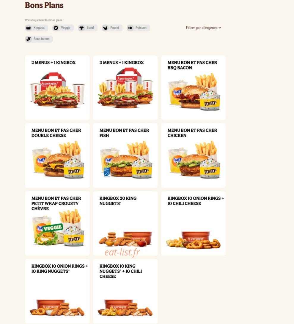 Burger King — carte page 2
