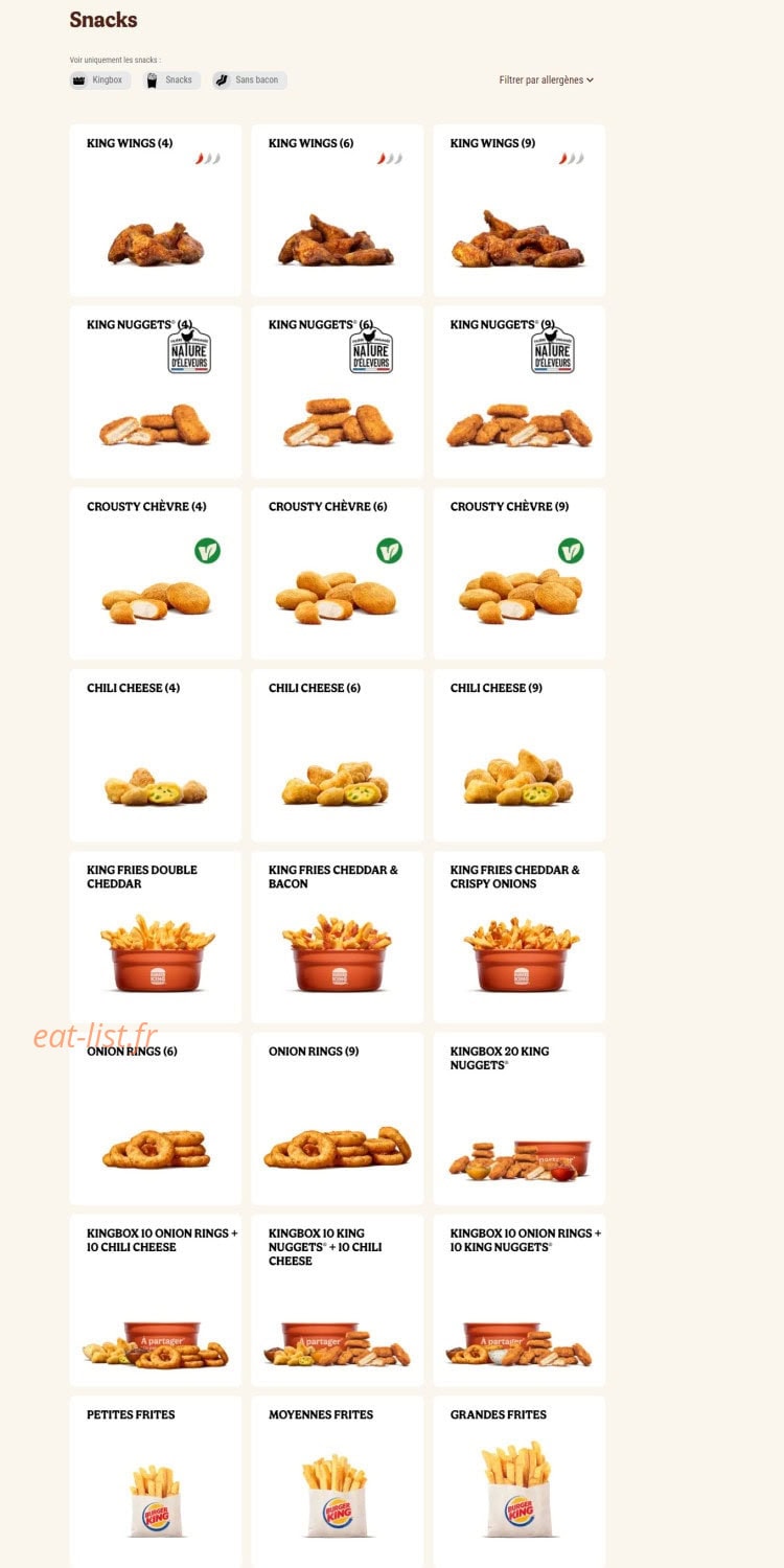 Burger King — carte page 10