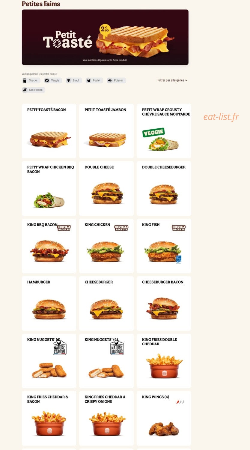 Burger King — carte page 11