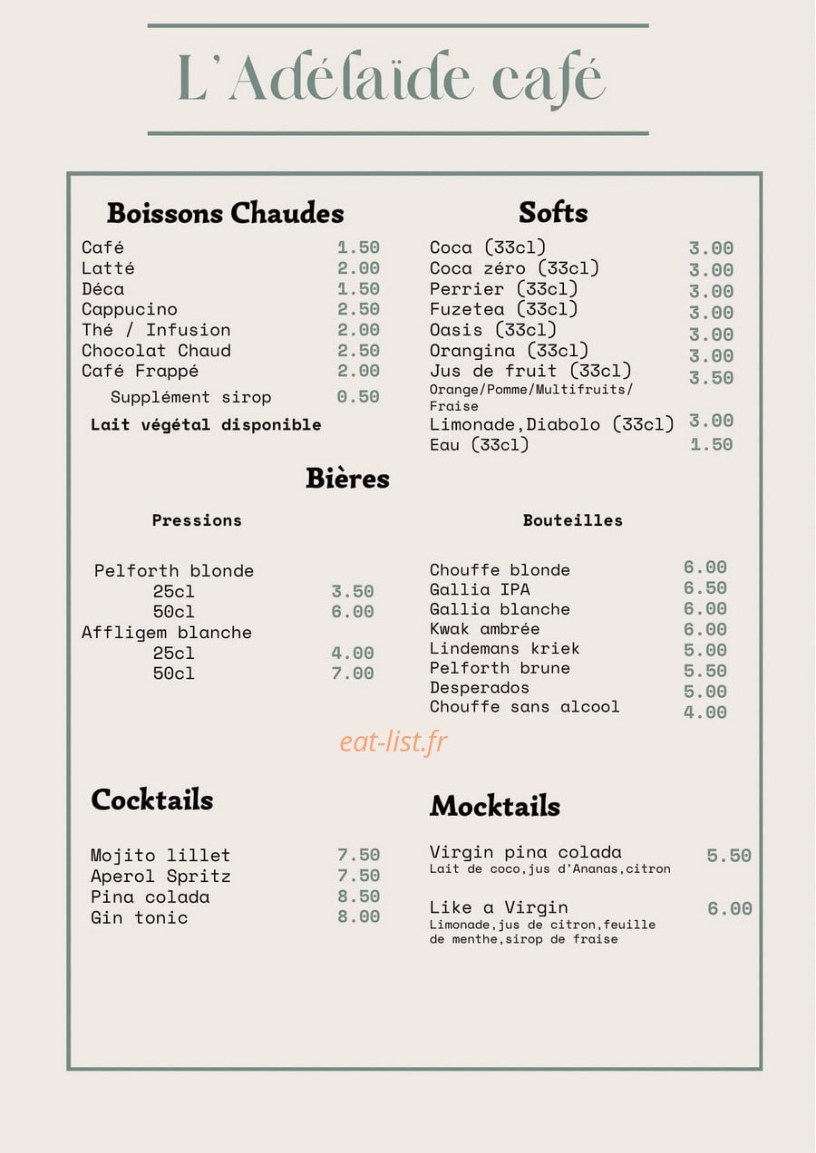 L'Adelaïde Café — carte page 4