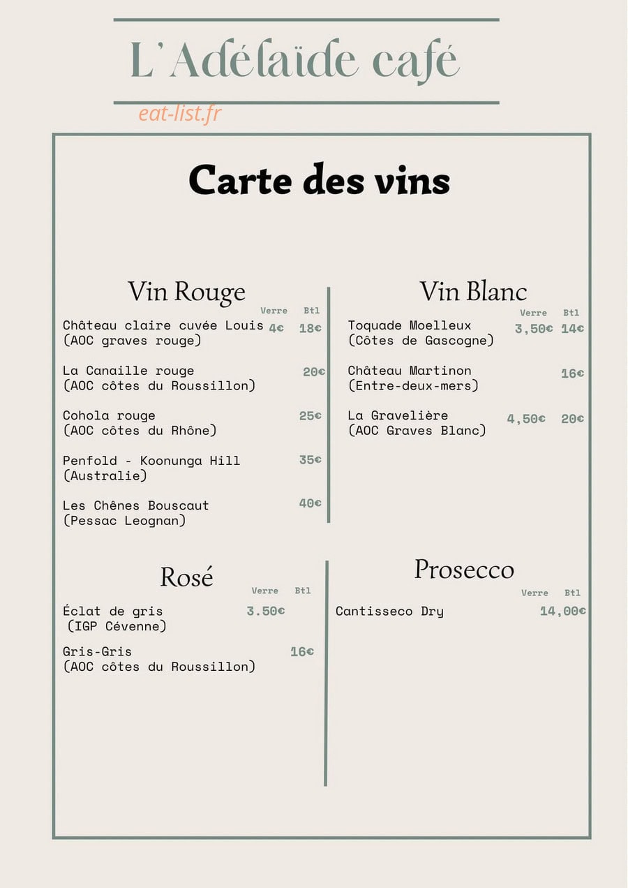 L'Adelaïde Café — carte page 5