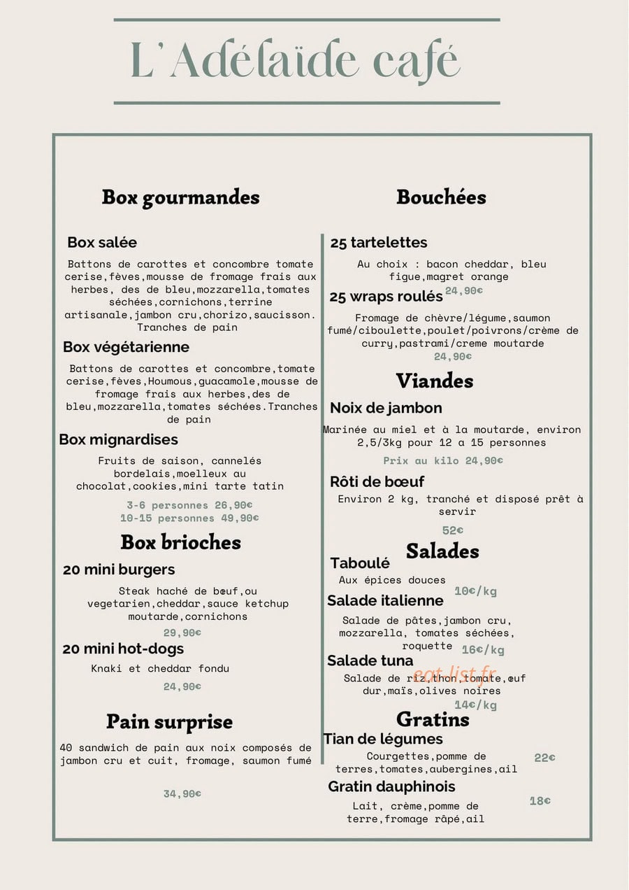 L'Adelaïde Café — carte page 6