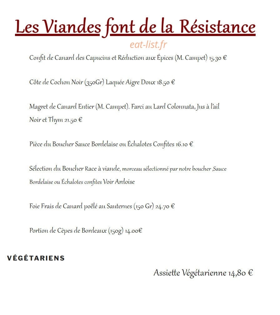 Le petit Caboulot — carte page 2