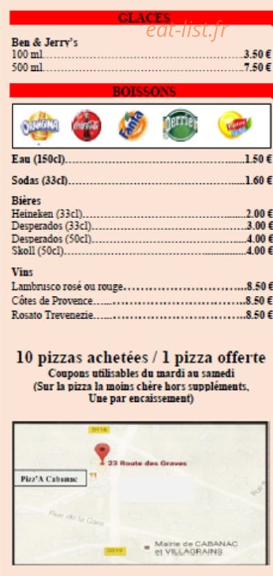 Pizz 'a Cabanac — carte page 3