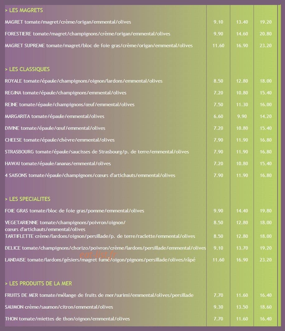 Plaisirs Gourmands — carte page 2