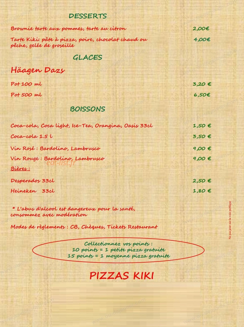 Pizzas Kiki — carte page 4