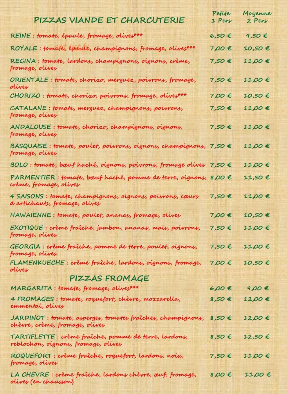 Pizzas Kiki — carte page 2