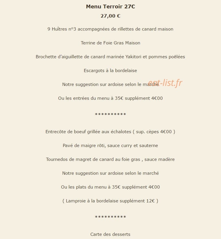 Restaurant Le Pistou — carte page 3
