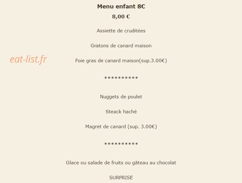 Restaurant Le Pistou — carte page 5