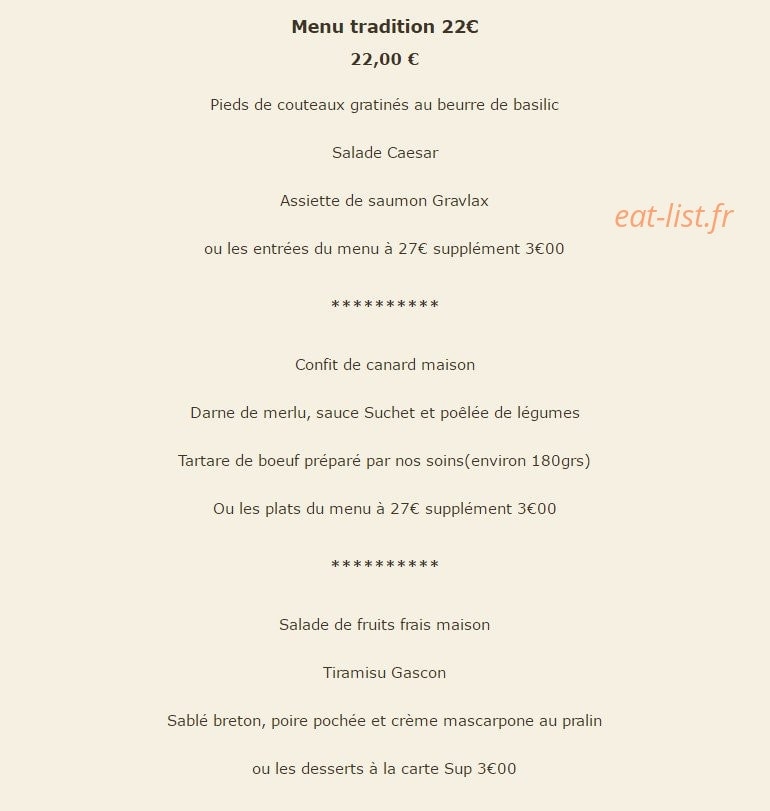 Restaurant Le Pistou — carte page 2