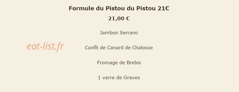 Restaurant Le Pistou — carte page 4