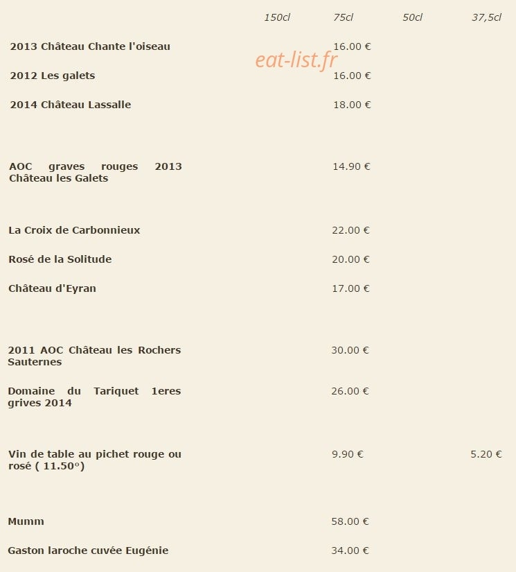 Restaurant Le Pistou — carte page 12