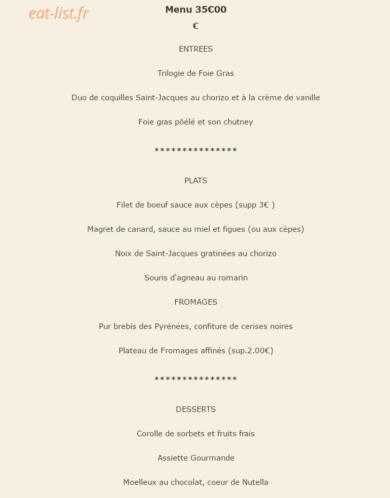 Restaurant Le Pistou — carte page 15