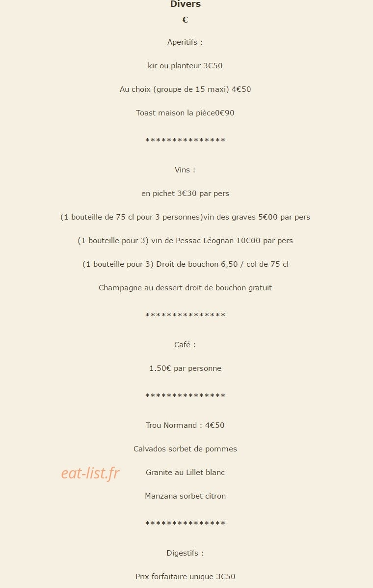 Restaurant Le Pistou — carte page 16