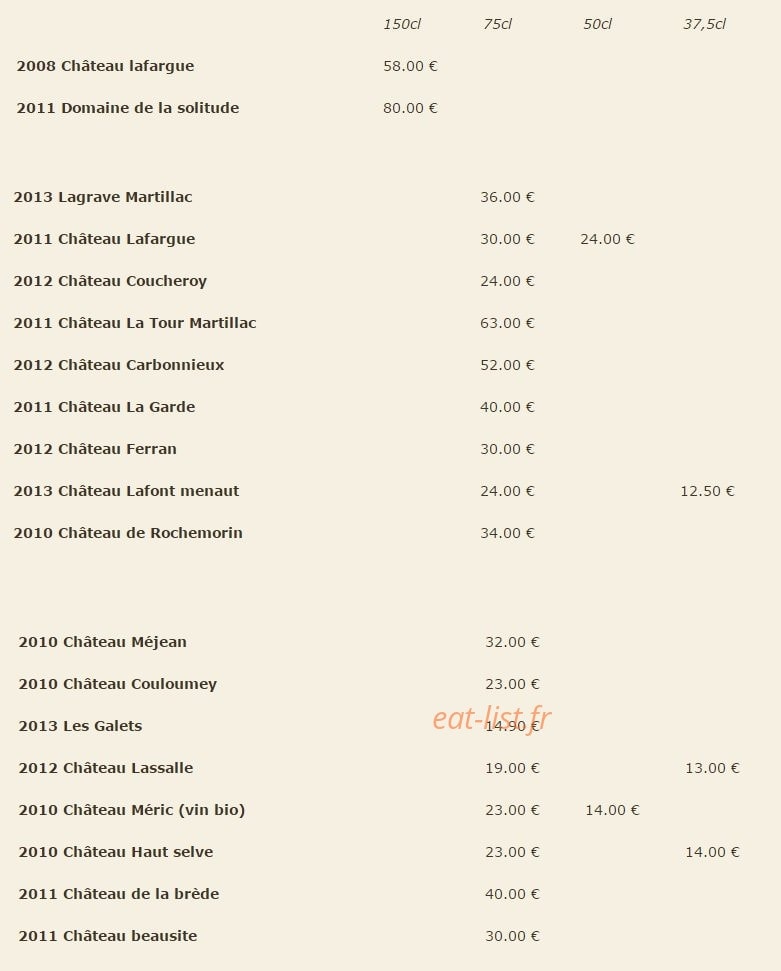 Restaurant Le Pistou — carte page 11