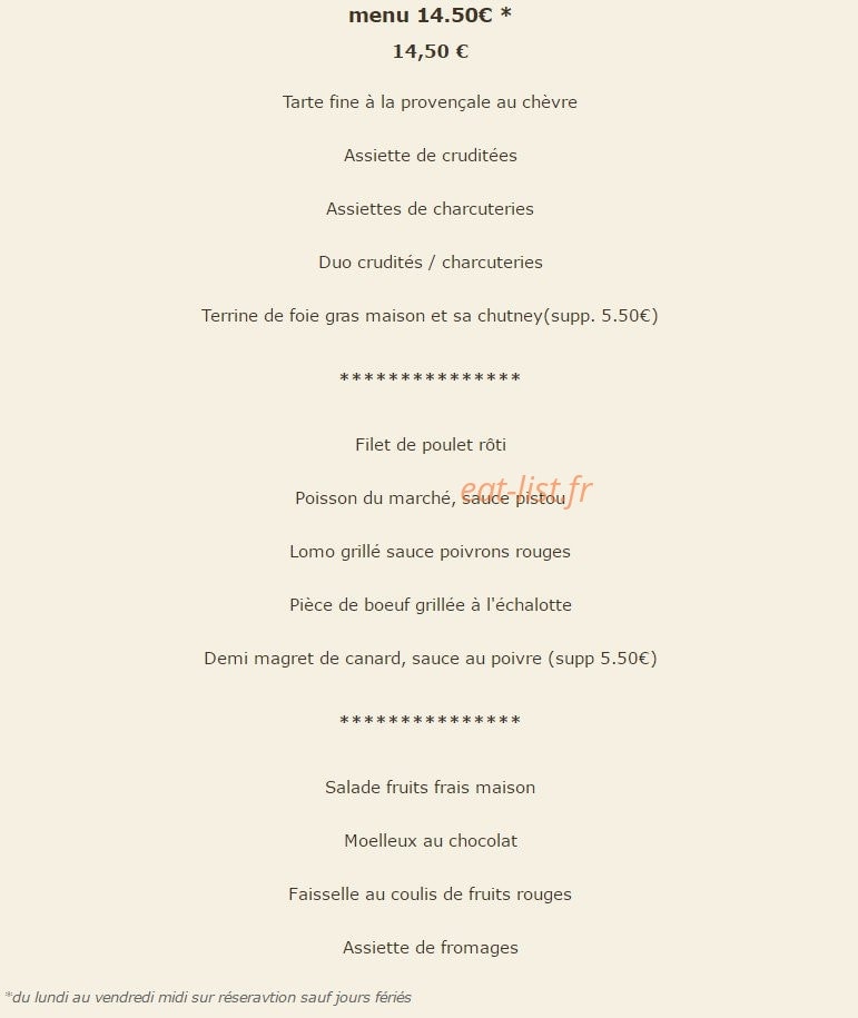 Restaurant Le Pistou — carte page 17