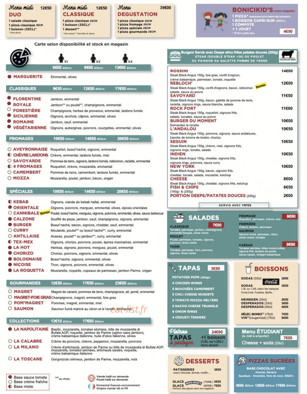 Pizza Bonici — carte page 1
