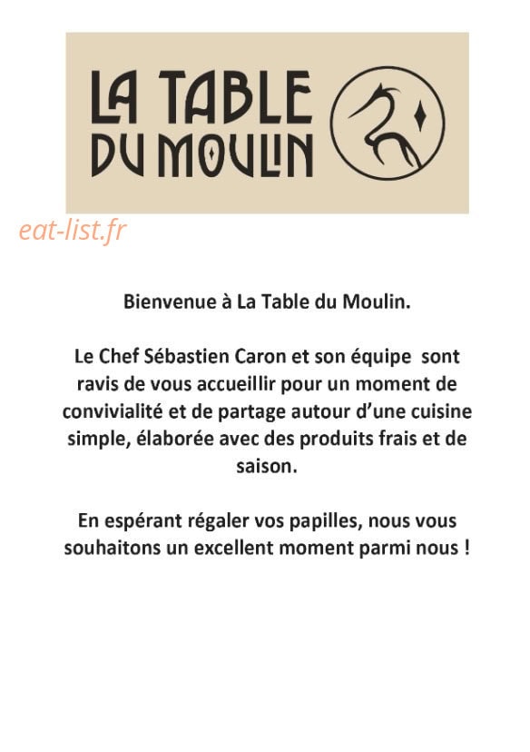 La Table du Moulin — carte page 1