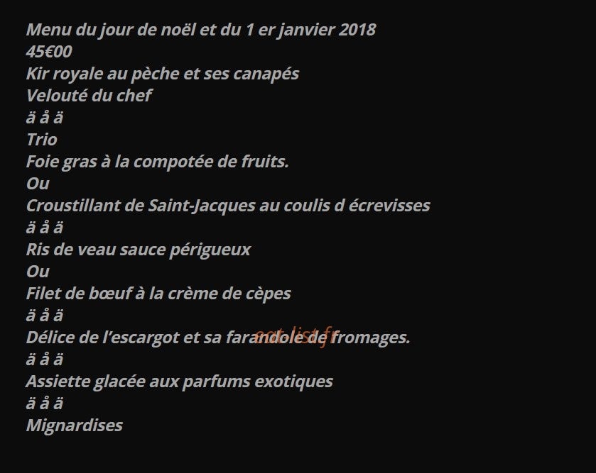 Carte et menu de La Grillade au bois à Saint Antoine sur l'Isle — Menu du jour