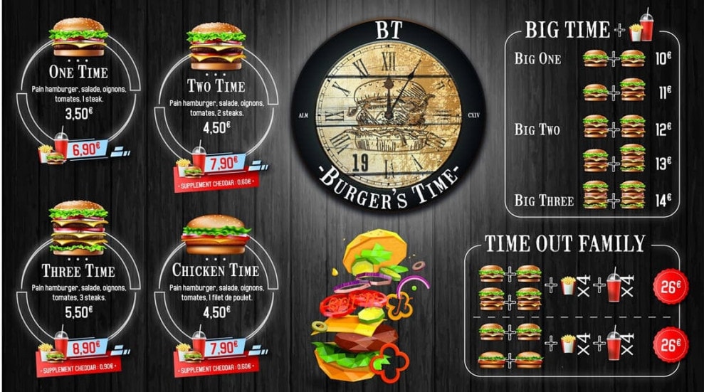 Burger's Time — carte page 1