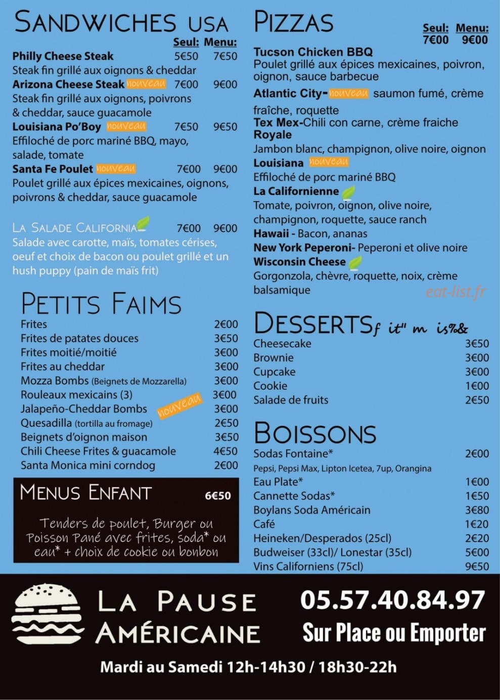 La Pause Américaine — carte page 2