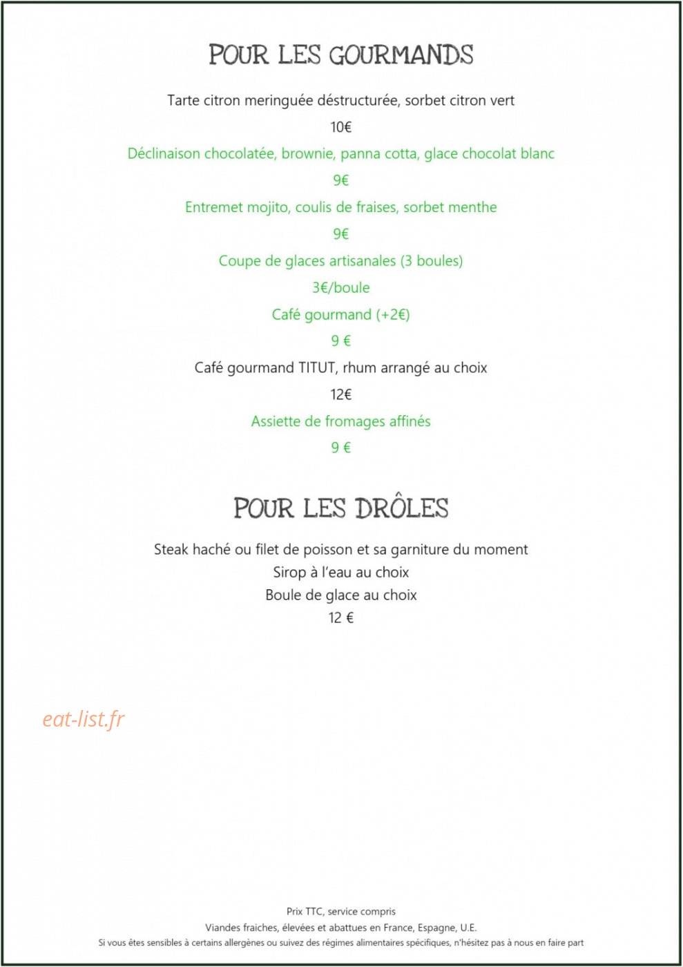 Chez Titut — carte page 2
