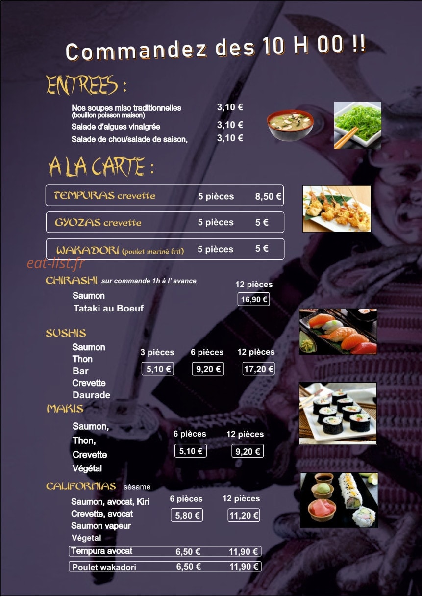 L’Âme Sushi — carte page 1