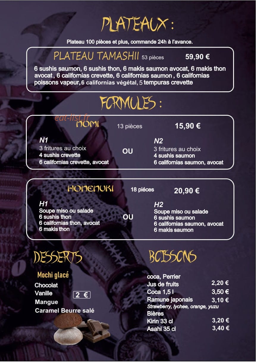 L’Âme Sushi — carte page 2