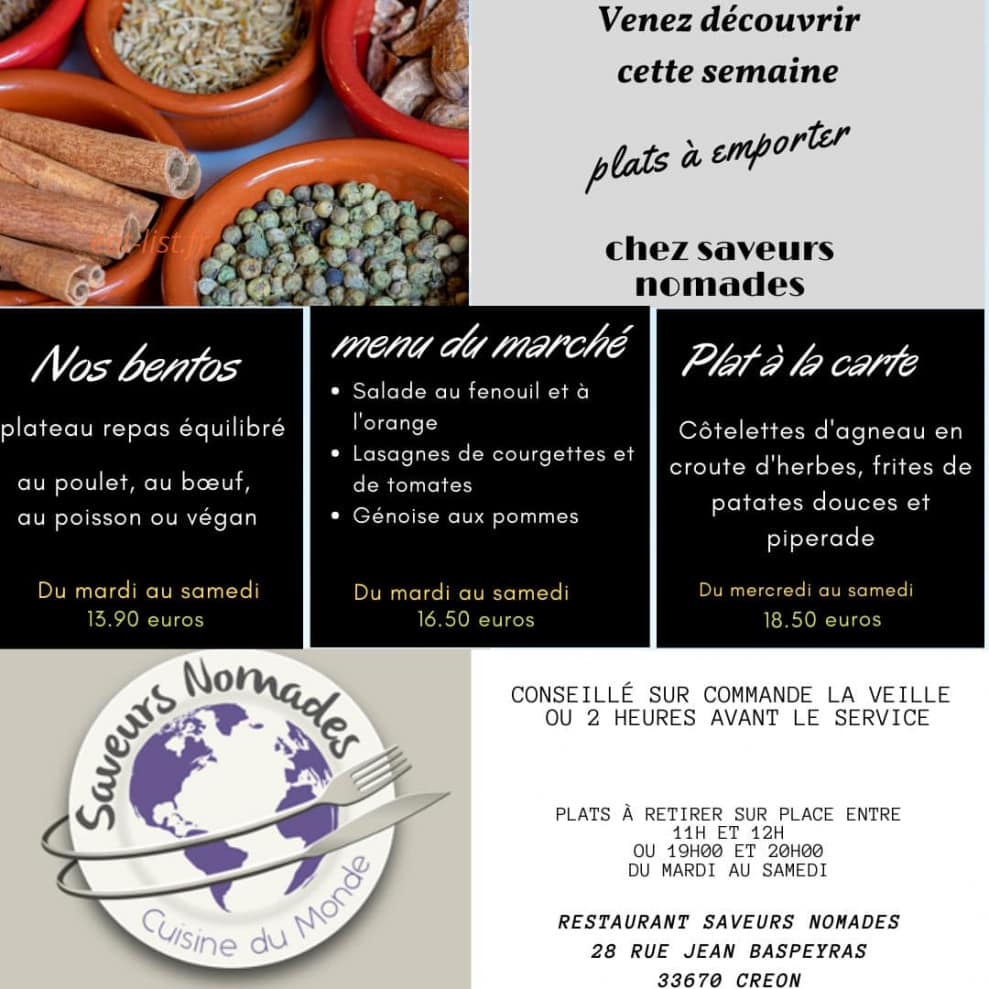Saveurs nomades — carte page 1