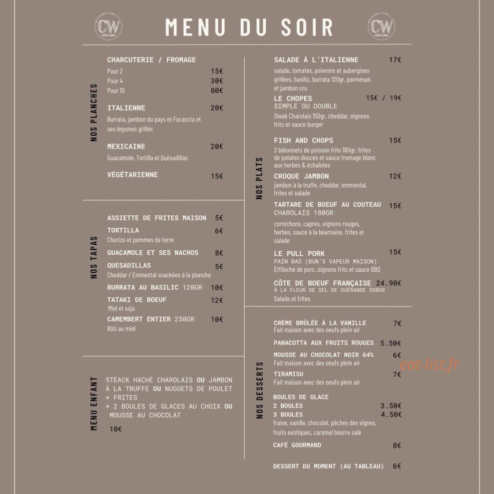 Chopes and Wines — carte page 2