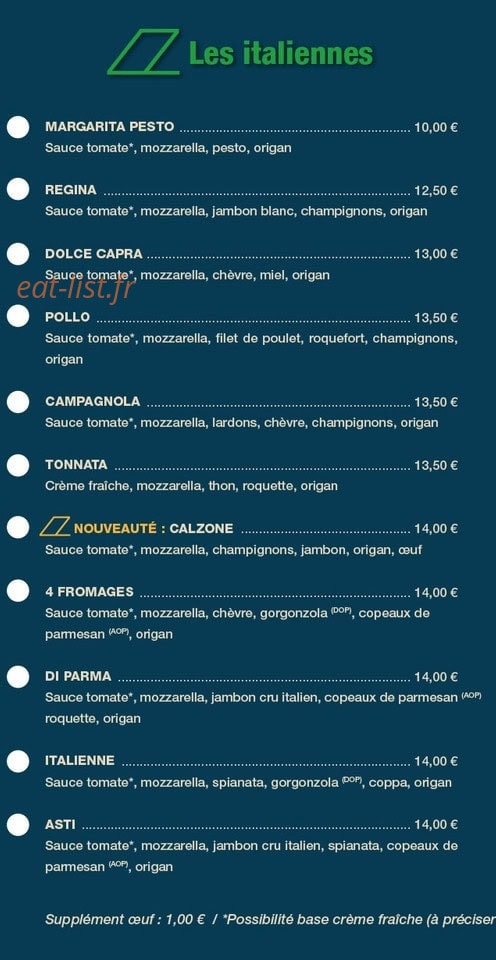 Rico Pizze — carte page 1
