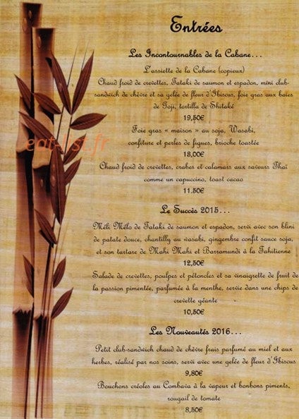 La Cabane — carte page 1