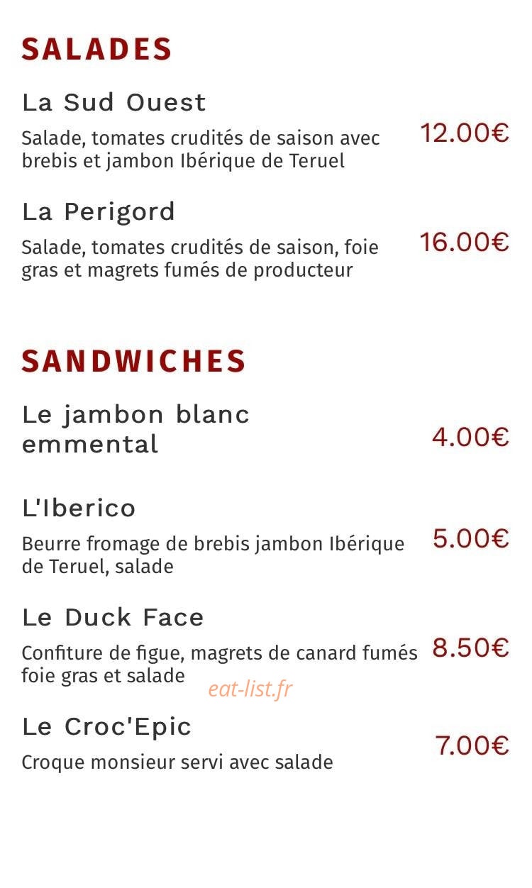 Au Goût’Epic — carte page 2