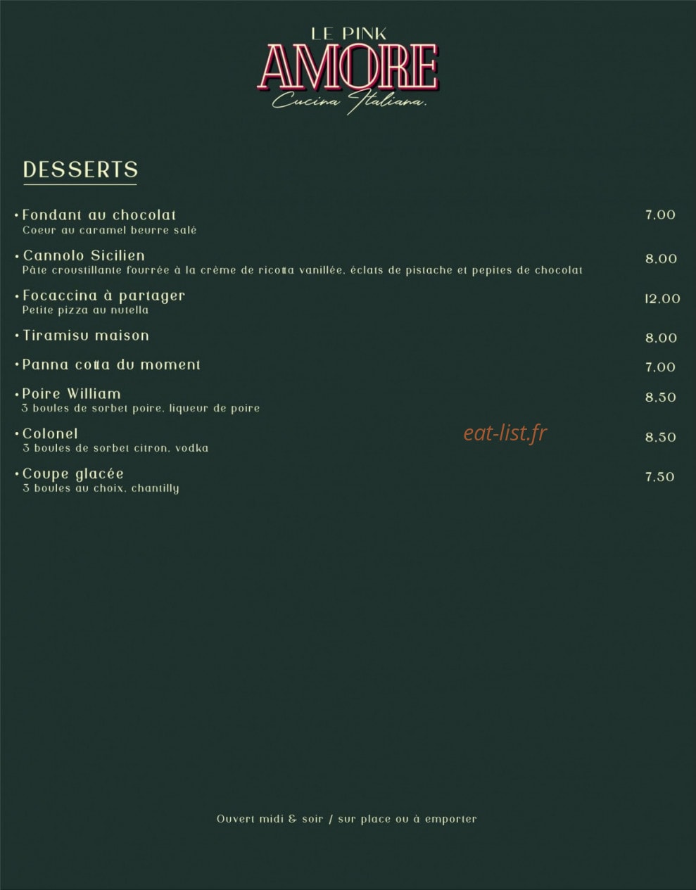 Le Pink Amore — carte page 4
