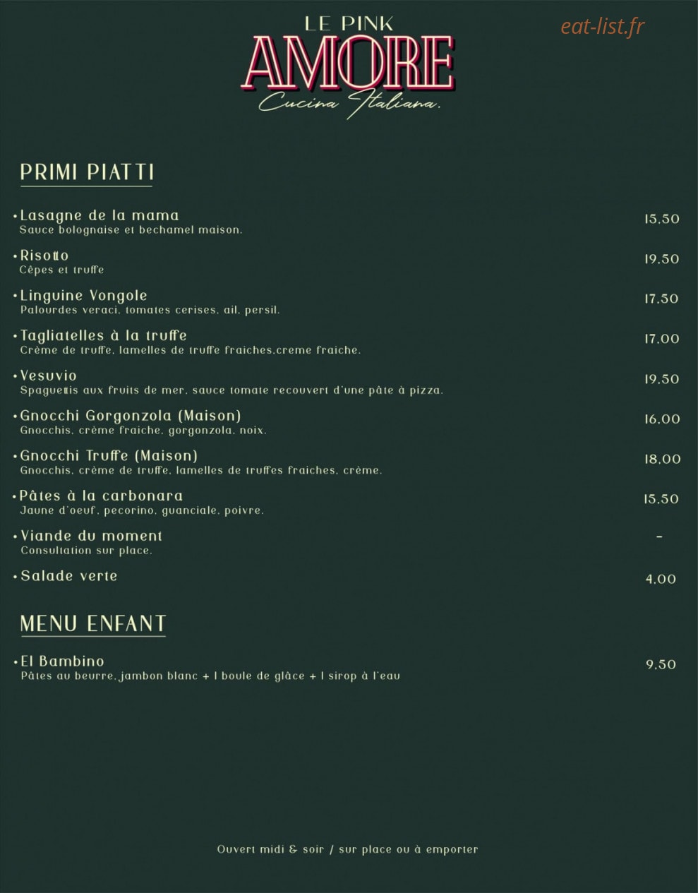 Le Pink Amore — carte page 2