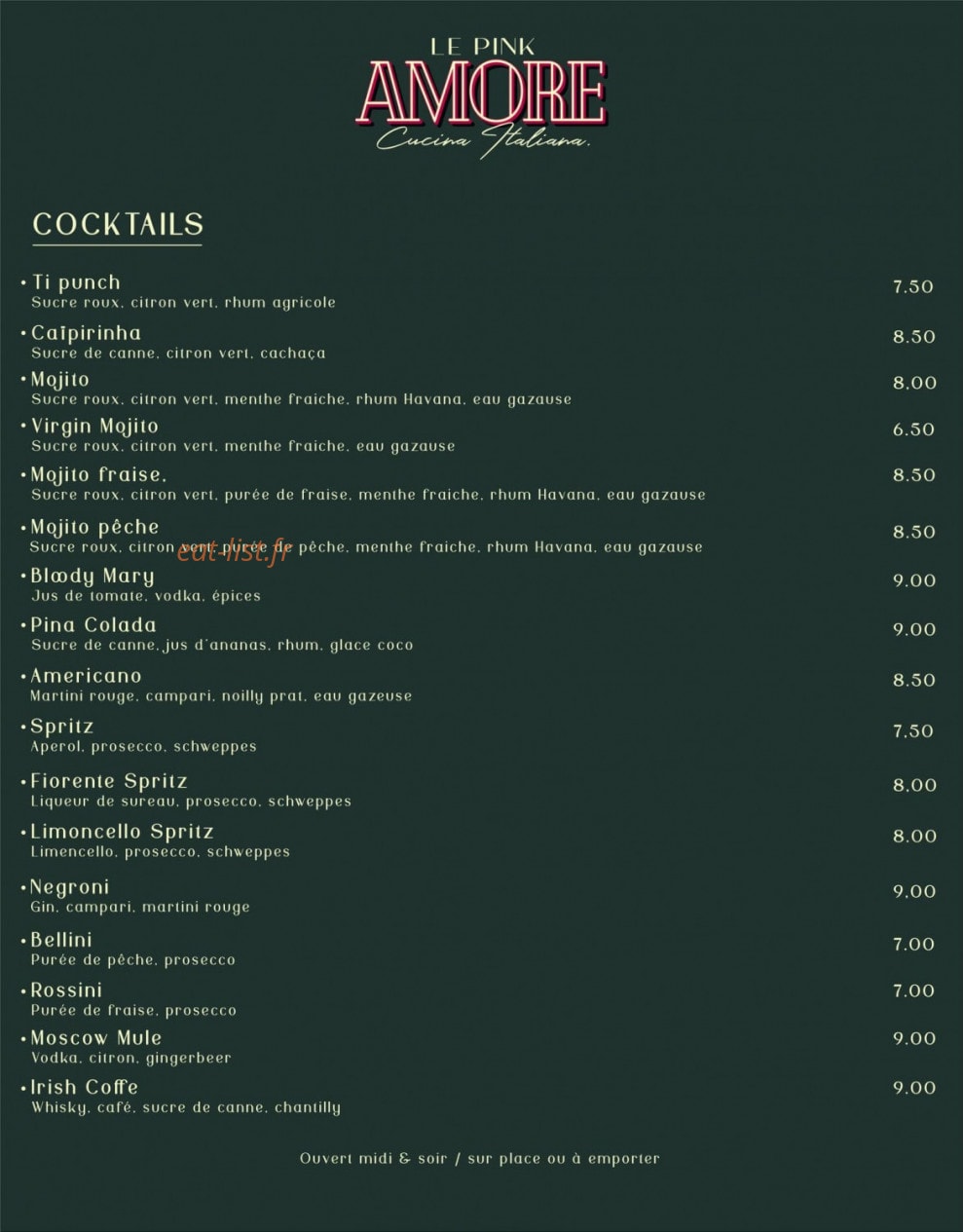 Le Pink Amore — carte page 5