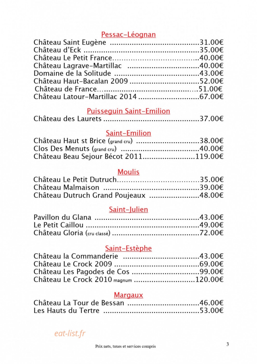 Bistrot Clos Montesquieu — carte page 5