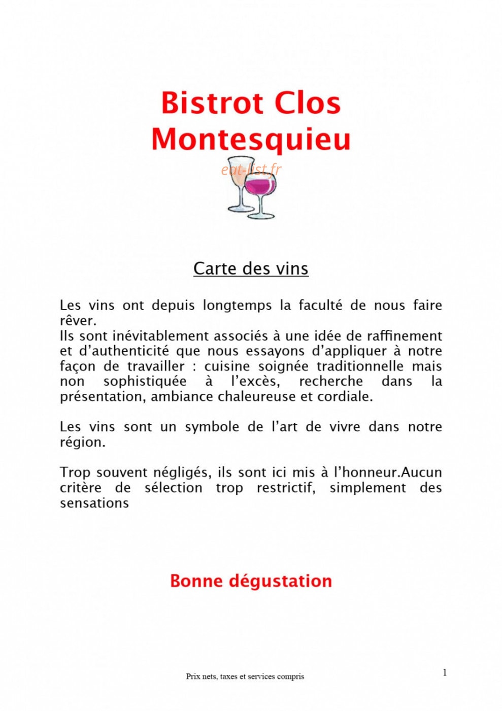 Bistrot Clos Montesquieu — carte page 3