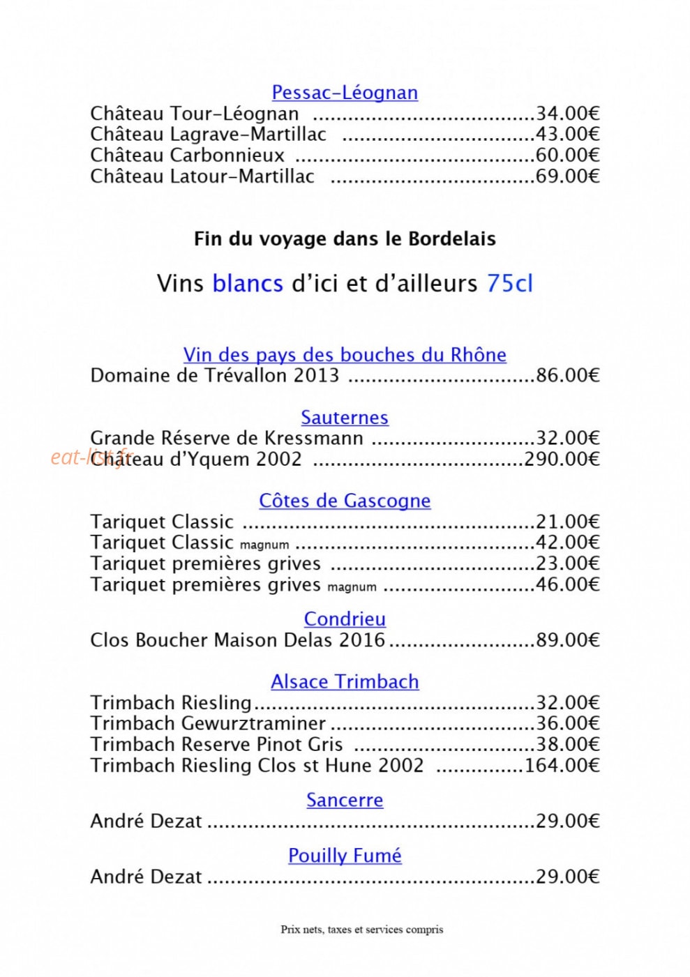 Bistrot Clos Montesquieu — carte page 8