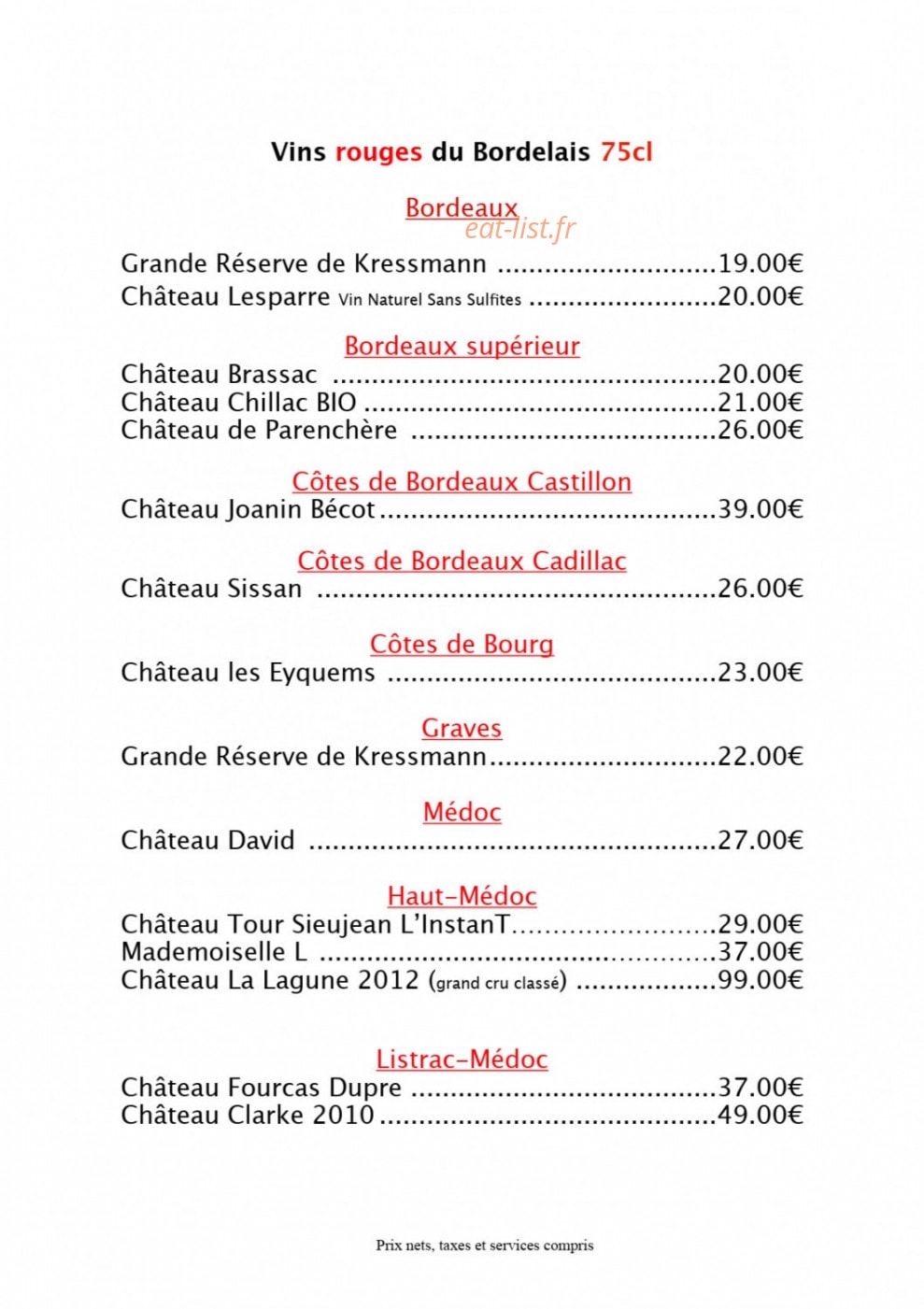 Bistrot Clos Montesquieu — carte page 4