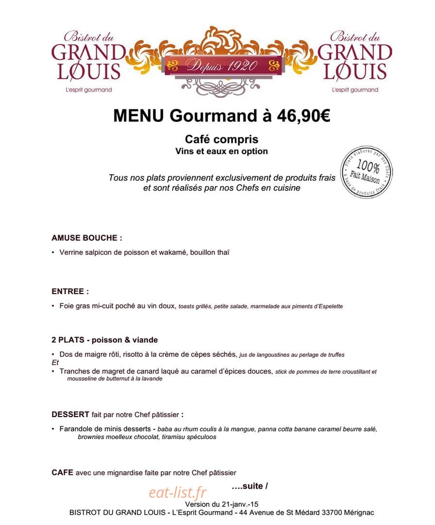 Bistrot du Grand Louis — carte page 11