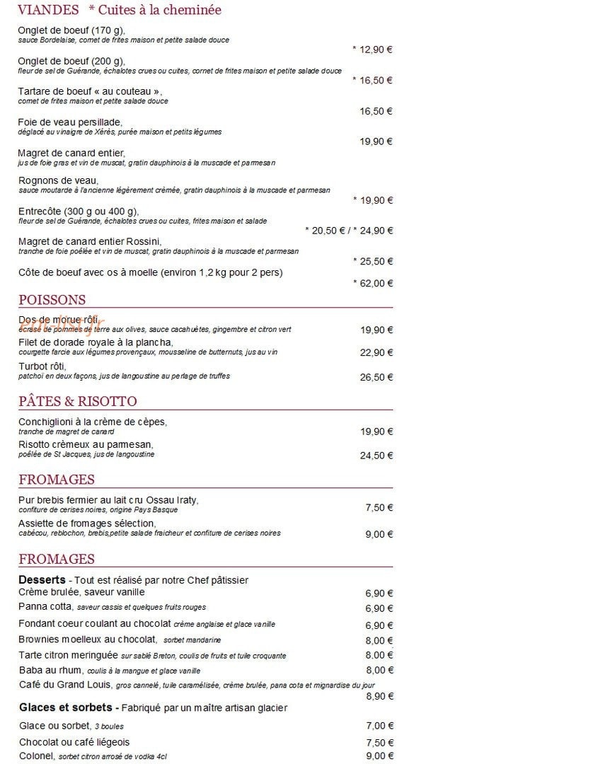 Bistrot du Grand Louis — carte page 3
