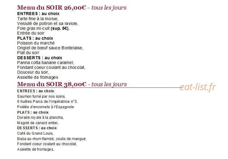 Bistrot du Grand Louis — carte page 5