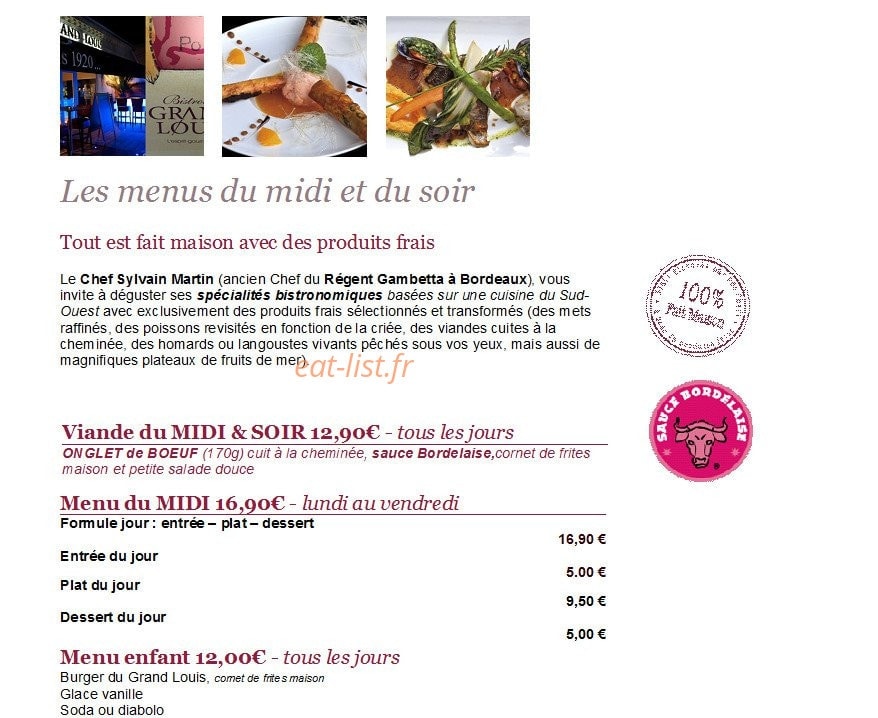 Bistrot du Grand Louis — carte page 4