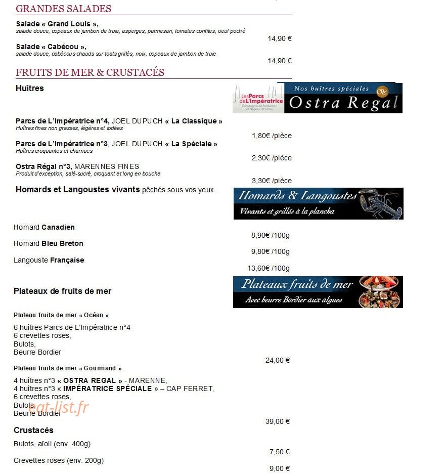 Bistrot du Grand Louis — carte page 2