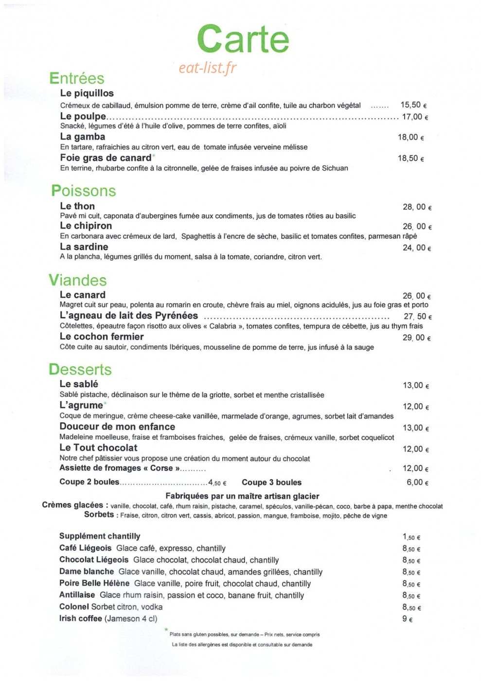 Canopee café — carte page 1
