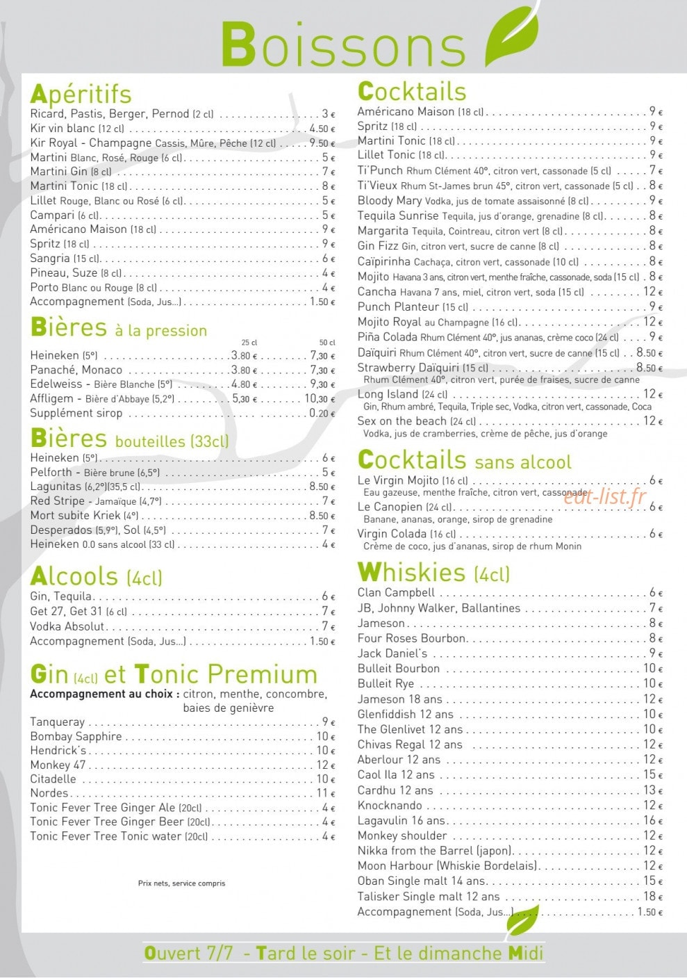 Canopee café — carte page 5