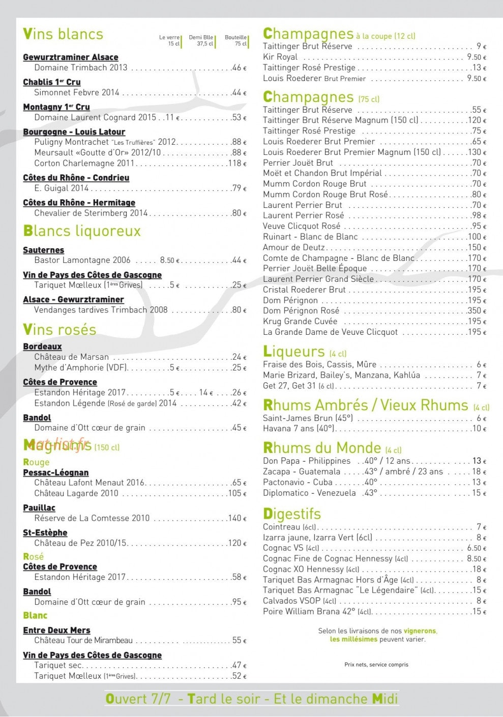 Canopee café — carte page 3